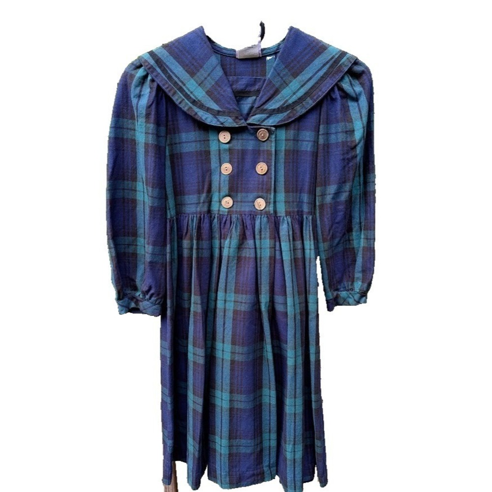 Vintage Girls Cottontail Original Dress Size 7 Plaid Schoolgirl Academia Classic